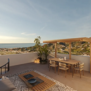 Áticos panorámicos de 2 dormitorios con solárium privado y vistas infinitas al mar en Torrox.